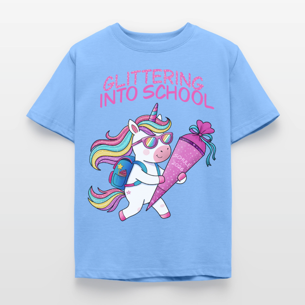 glittering-into-shool-kinder-t-shirt - Himmelblau