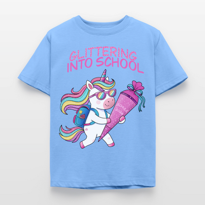 glittering-into-shool-kinder-t-shirt - Himmelblau