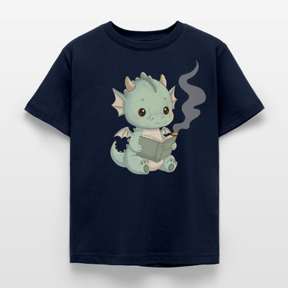 Kleiner.Bücherdrache.Kinder.T-Shirt - Navy