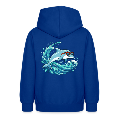 Kleiner.Delfin .große.Welle.supercool.teenager.hoodie - Royalblau