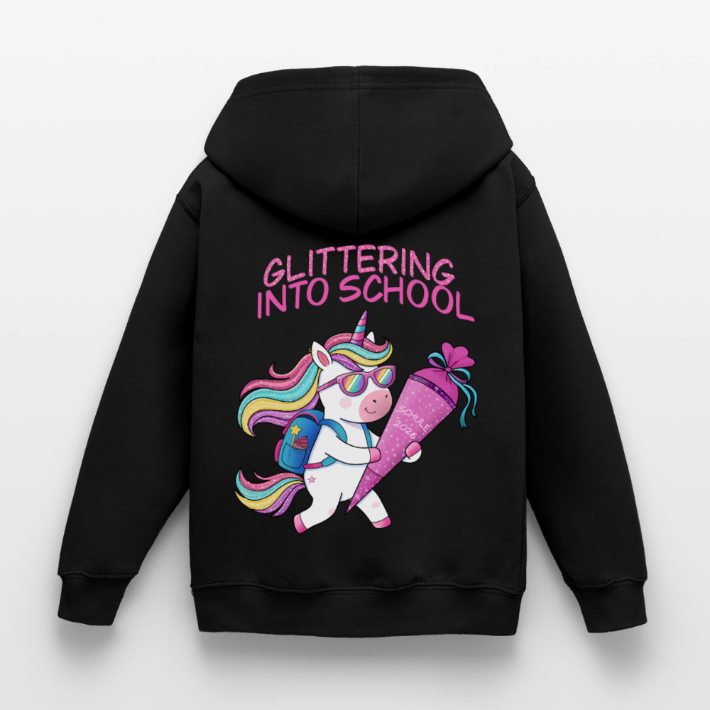 glittering-into-shool-kinder-hoodie - Schwarz