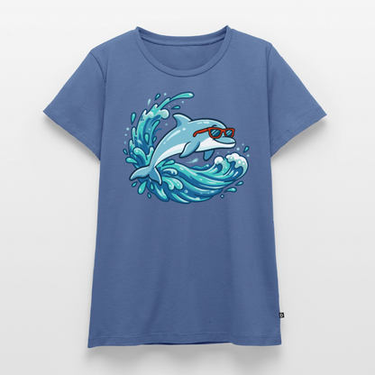 kleiner.delfin.grosse.welle.frauen.shirt.premium.super.cool - Taubenblau