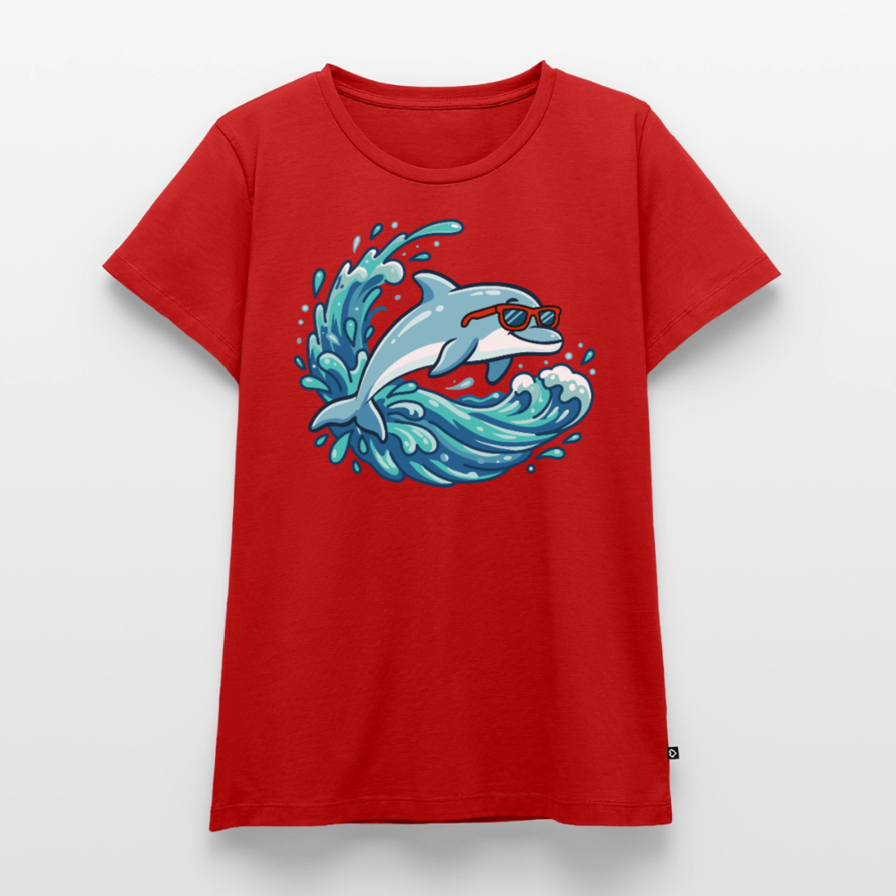 kleiner.delfin.grosse.welle.frauen.shirt.premium.super.cool - Rot
