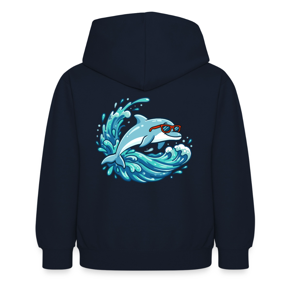 Kleiner.Delfin .große.Welle.supercool.kinder.hoodie - Navy