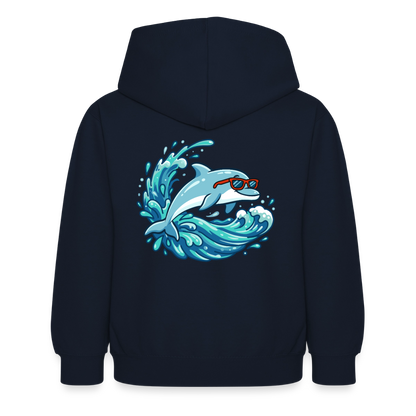 Kleiner.Delfin .große.Welle.supercool.kinder.hoodie - Navy