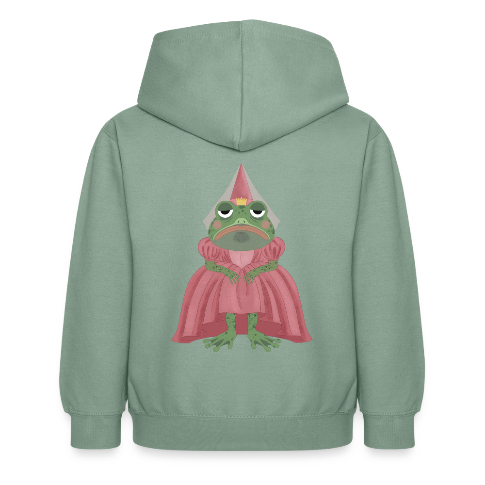 der.ungekuesste.froschkoenig.kinder.hoodie - Graugrün