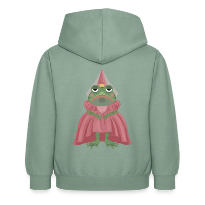 der.ungekuesste.froschkoenig.kinder.hoodie - Graugrün