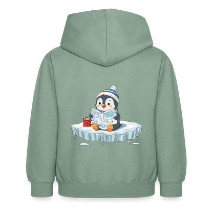 cozy.pinguin.stories.kinder.hoodie - Graugrün