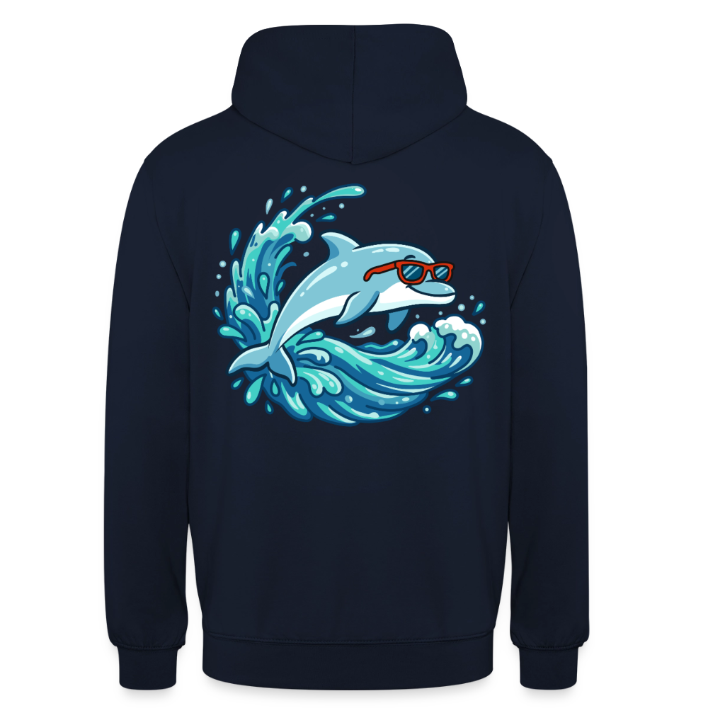 Kleiner.Delfin .große.Welle.supercool.unisex.hoodie - Navy