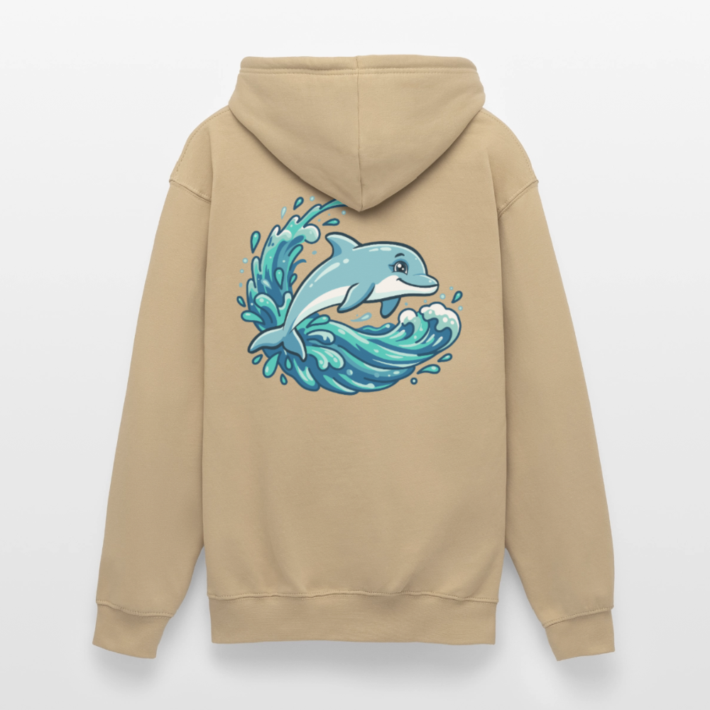 Kleiner.Delfin .große.Welle.unisex.hoodie - Beige