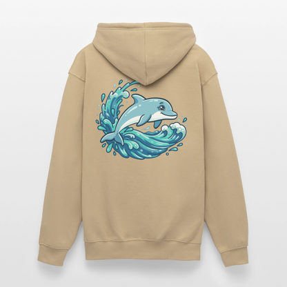 Kleiner.Delfin .große.Welle.unisex.hoodie - Beige