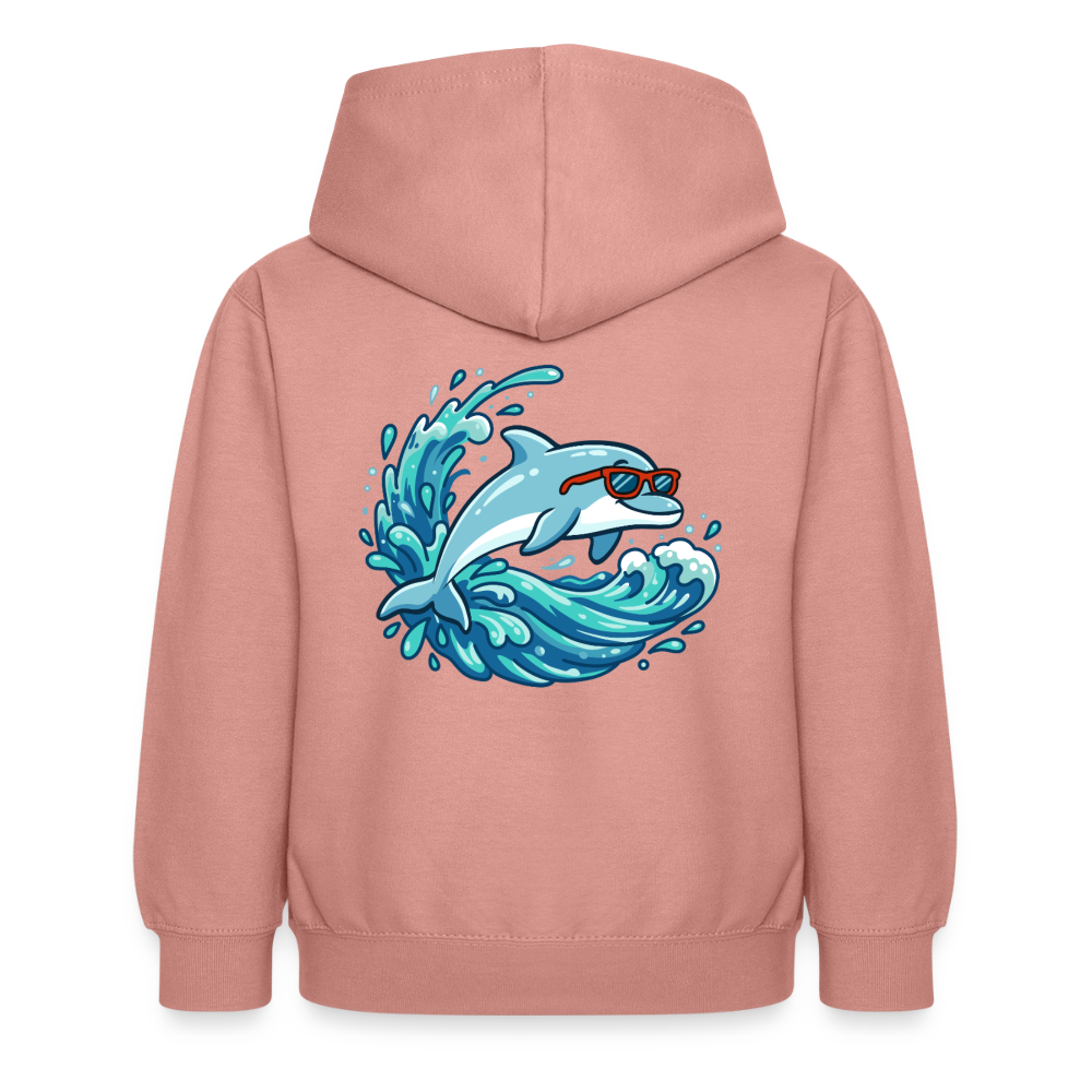 Kleiner.Delfin .große.Welle.supercool.kinder.hoodie - Altrosa