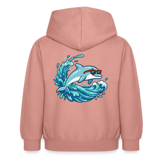 Kleiner.Delfin .große.Welle.supercool.kinder.hoodie - Altrosa