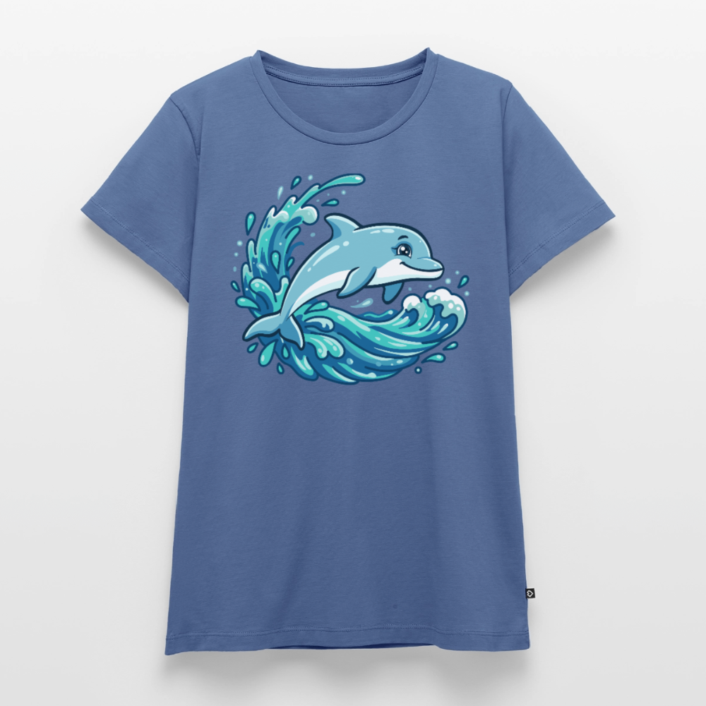 kleiner.delfin.grosse.welle.frauen.shirt.premium.standard - Taubenblau