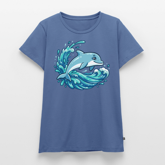 kleiner.delfin.grosse.welle.frauen.shirt.premium.standard - Taubenblau