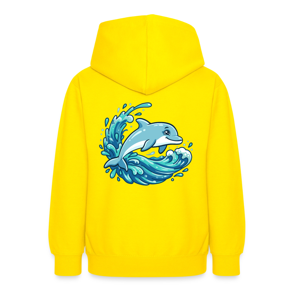 Kleiner.Delfin .große.Welle.teenager.hoodie - Gelb