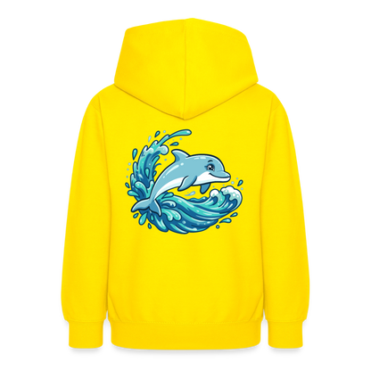 Kleiner.Delfin .große.Welle.teenager.hoodie - Gelb