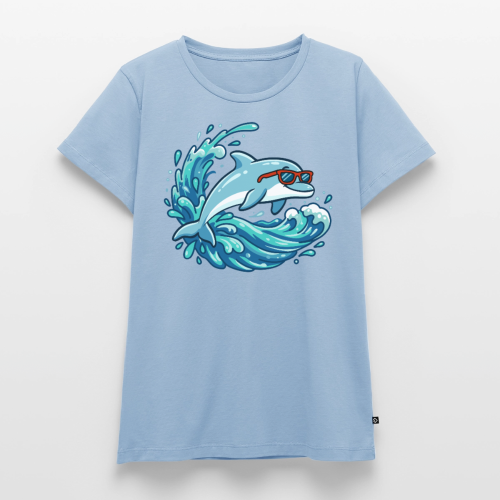 kleiner.delfin.grosse.welle.frauen.shirt.premium.super.cool - Hellblau