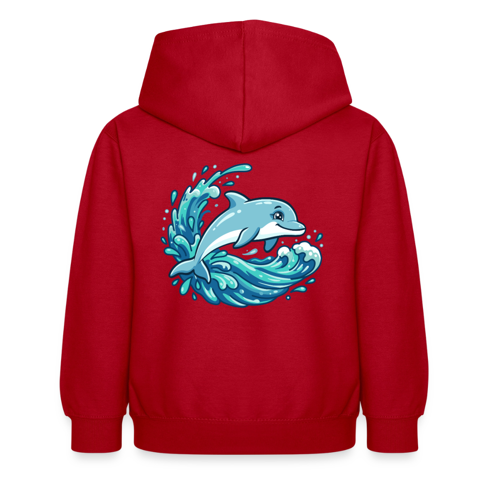 Kleiner.Delfin .große.Welle.kinder.hoodie - Rot