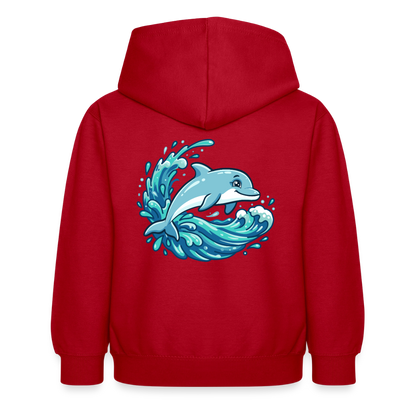 Kleiner.Delfin .große.Welle.kinder.hoodie - Rot
