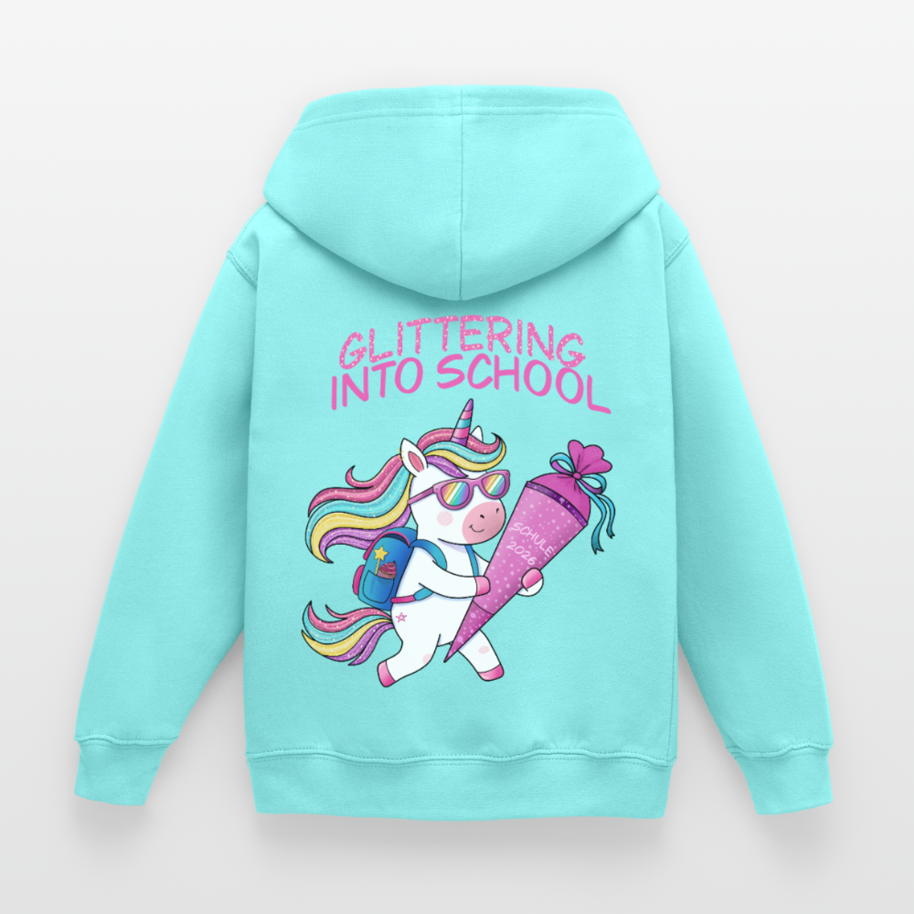 glittering-into-shool-kinder-hoodie - Pfefferminze