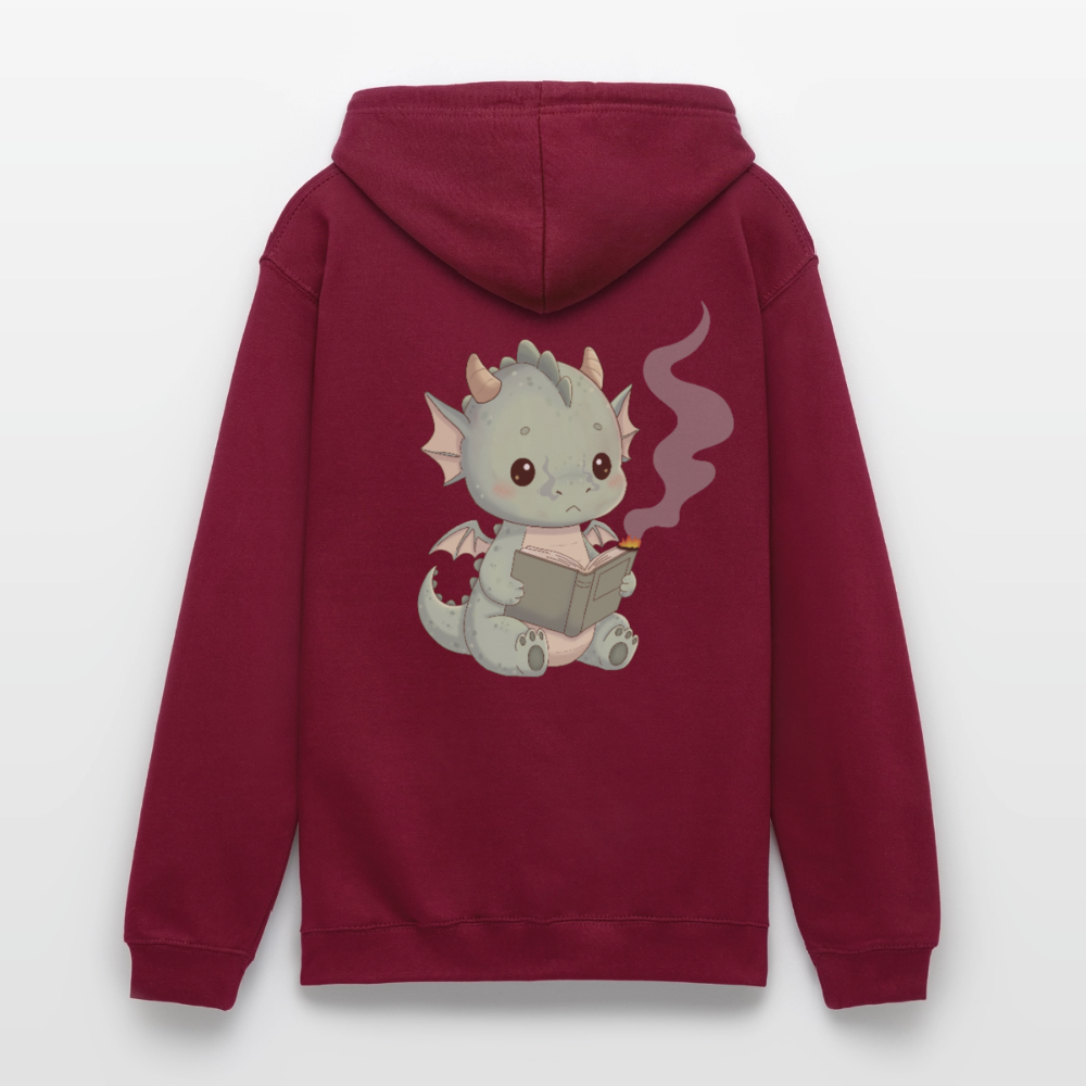 Kleiner.buecherdrache.unisex.hoodie - Bordeaux