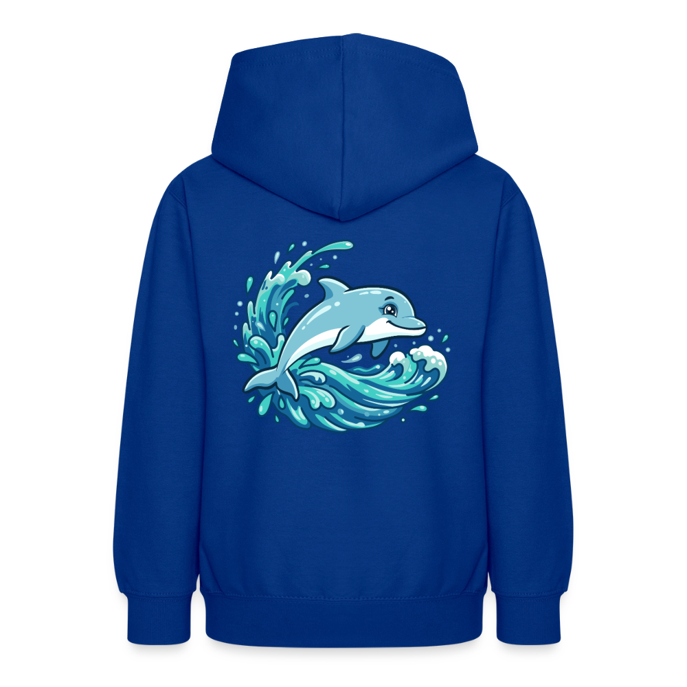 Kleiner.Delfin .große.Welle.teenager.hoodie - Royalblau