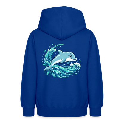 Kleiner.Delfin .große.Welle.teenager.hoodie - Royalblau
