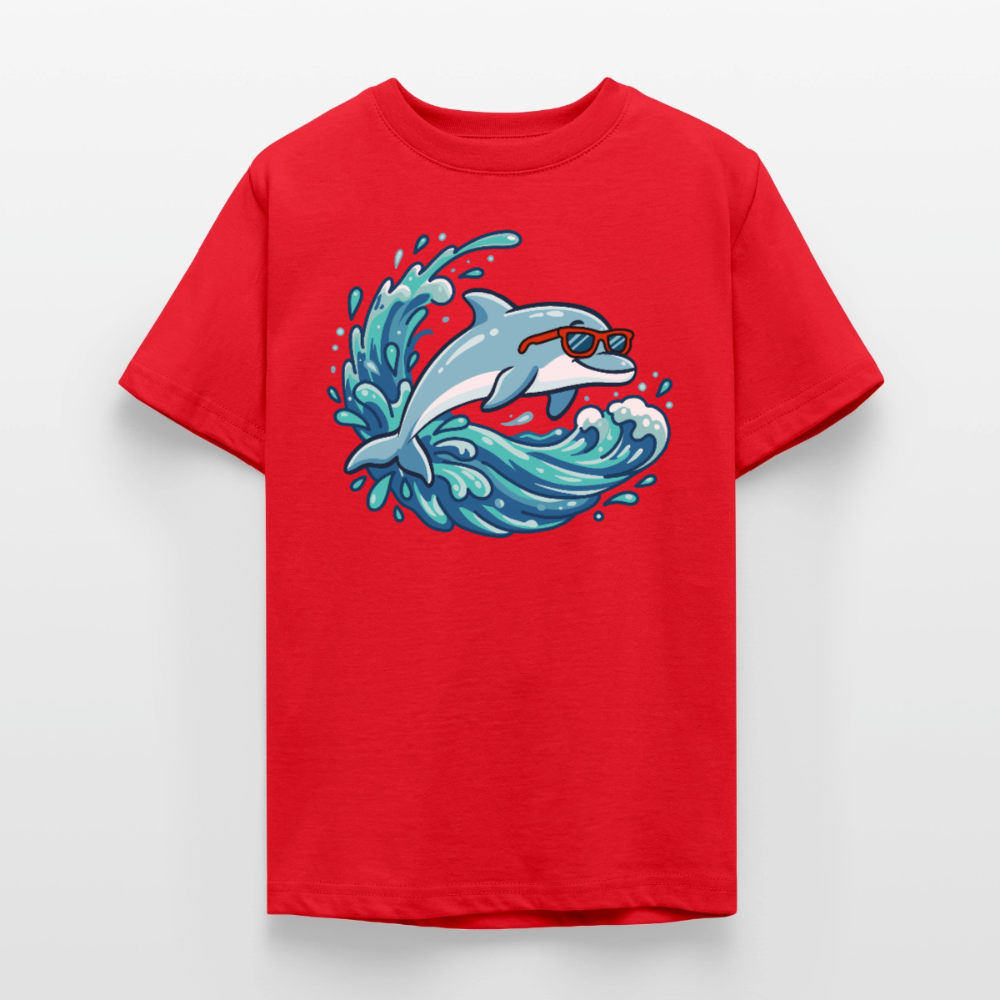 kleiner.delfin.grosse.welle.kinder.super.cool - Rot