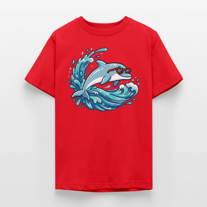 kleiner.delfin.grosse.welle.kinder.super.cool - Rot