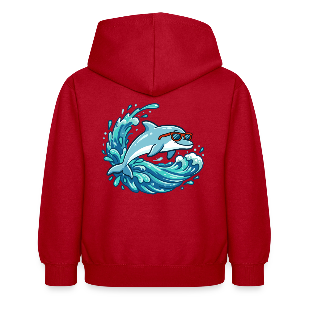 Kleiner.Delfin .große.Welle.supercool.kinder.hoodie - Rot