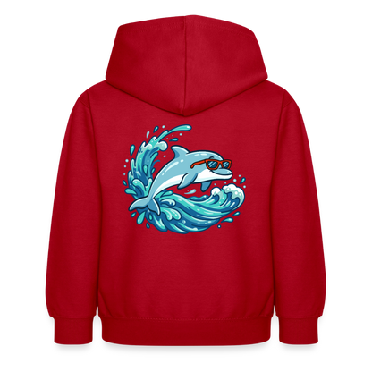 Kleiner.Delfin .große.Welle.supercool.kinder.hoodie - Rot