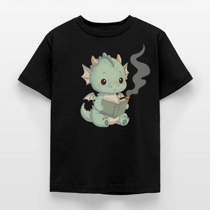 Kleiner.Bücherdrache.Kinder.T-Shirt - Schwarz
