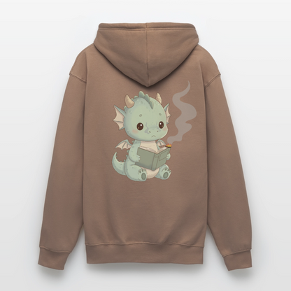 Kleiner.buecherdrache.unisex.hoodie - Mokka