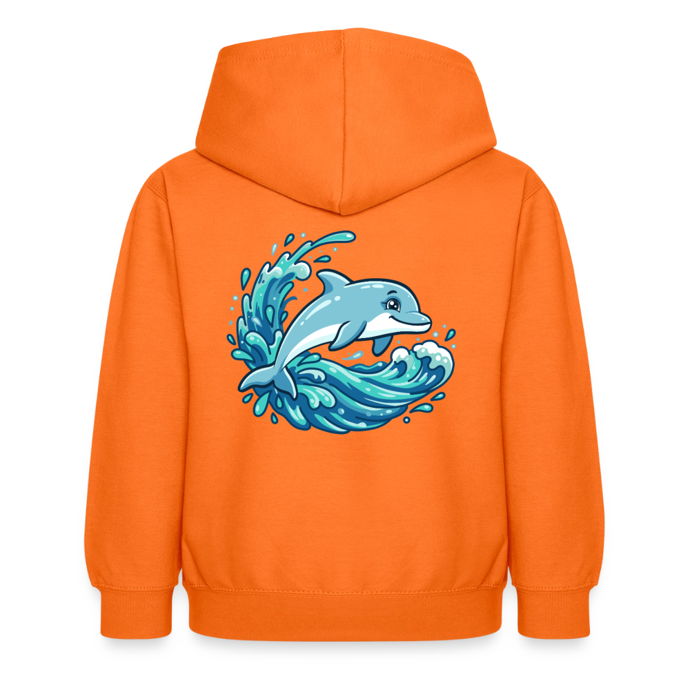 Kleiner.Delfin .große.Welle.kinder.hoodie - Orange