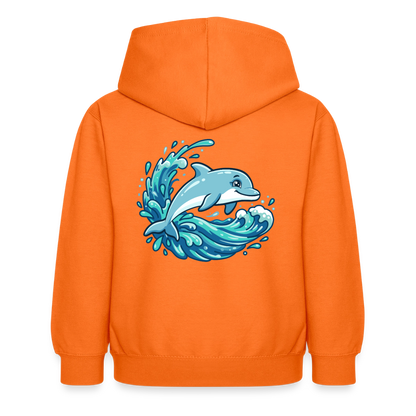 Kleiner.Delfin .große.Welle.kinder.hoodie - Orange