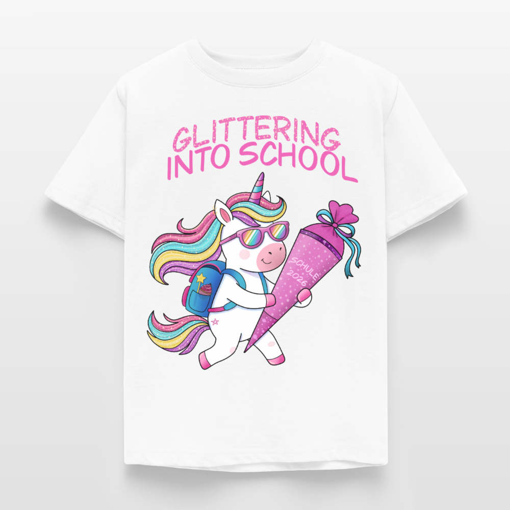 glittering-into-shool-kinder-t-shirt - Weiß
