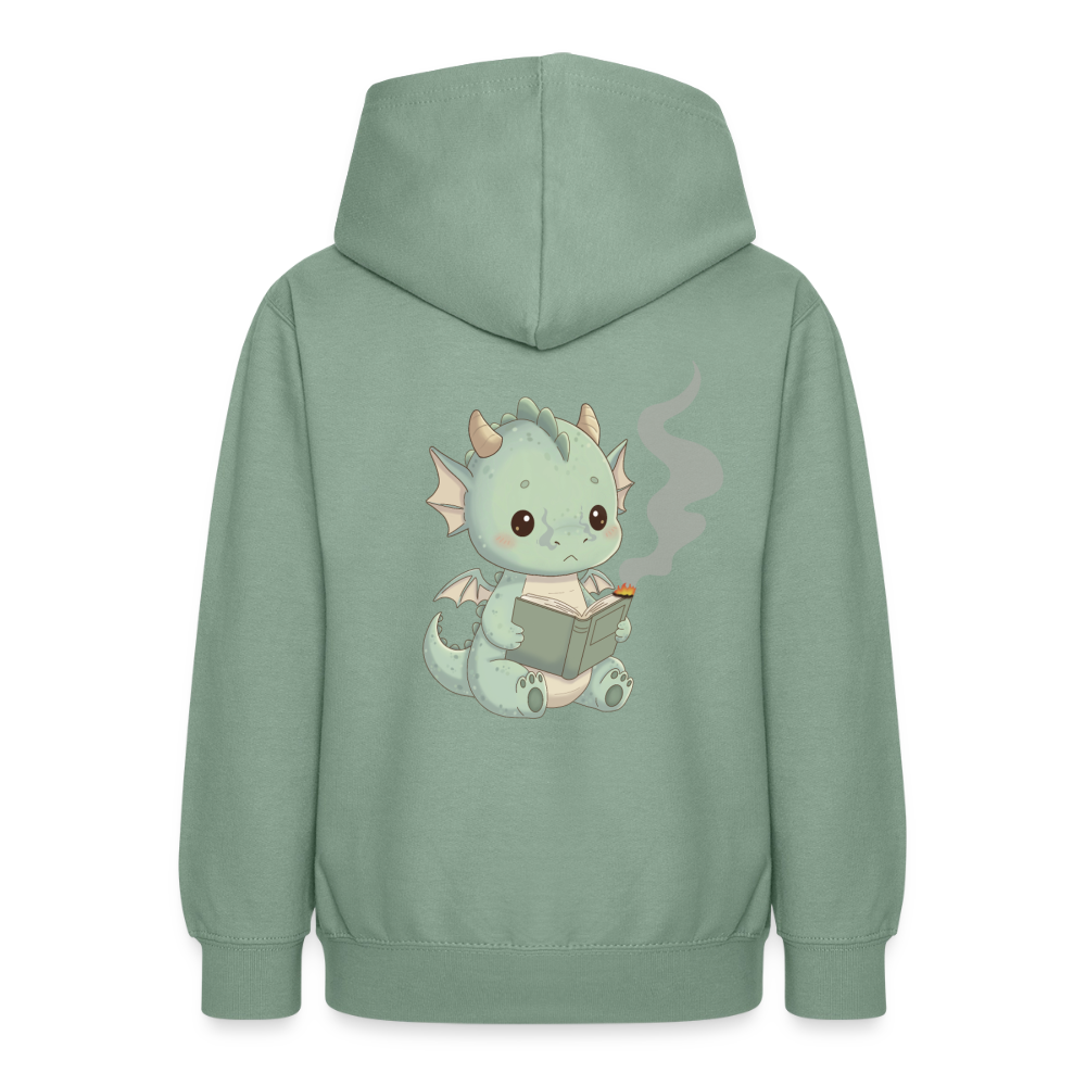 Kleiner.buecherdrache.teenager.hoodie - Graugrün