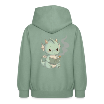 Kleiner.buecherdrache.teenager.hoodie - Graugrün