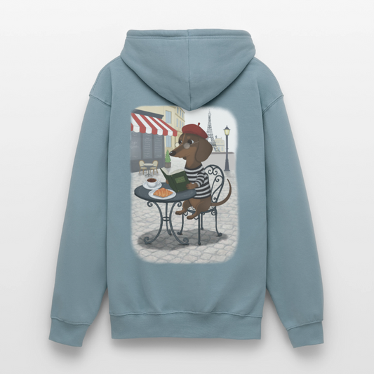 dackel.in.paris.tres.pawfect.unisex.hoodie - Nebelblau