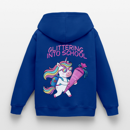 glittering-into-shool-kinder-hoodie - Royalblau