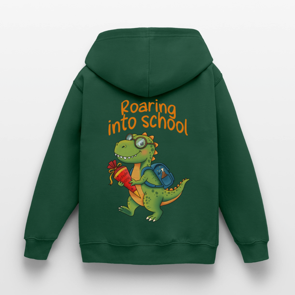 roaring-into-shool-kinder-hoodie - Flaschengrün