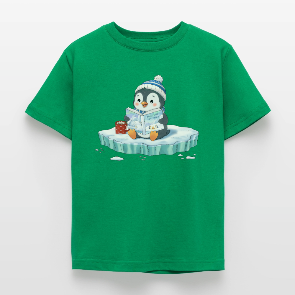 Cozy.Pinguin.Stories.Kinder.T-Shirt - Kelly Green
