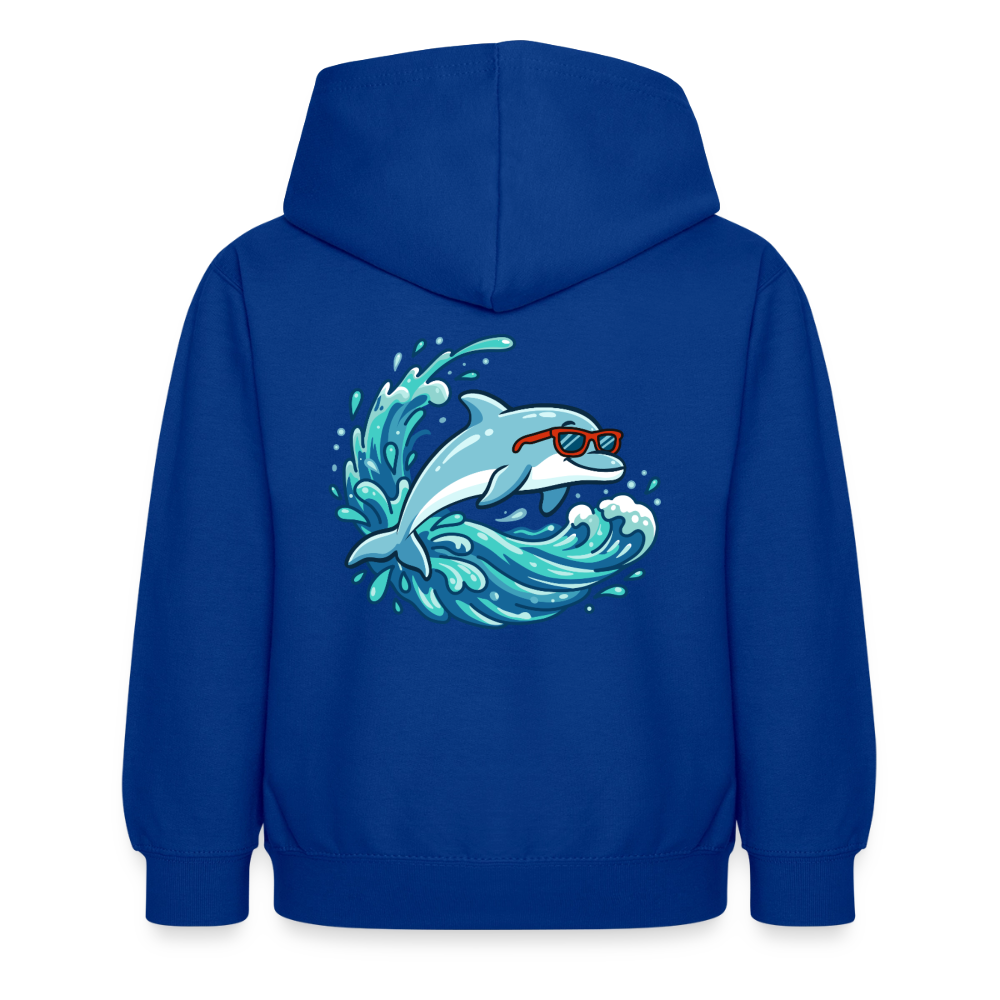 Kleiner.Delfin .große.Welle.supercool.kinder.hoodie - Royalblau