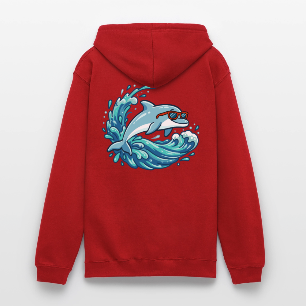 Kleiner.Delfin .große.Welle.supercool.unisex.hoodie - Rot