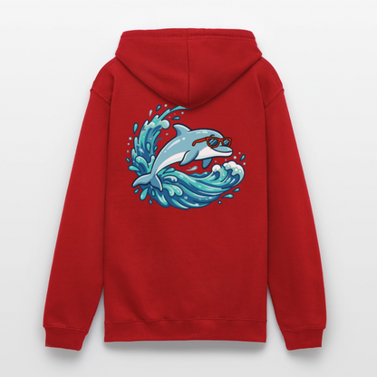 Kleiner.Delfin .große.Welle.supercool.unisex.hoodie - Rot