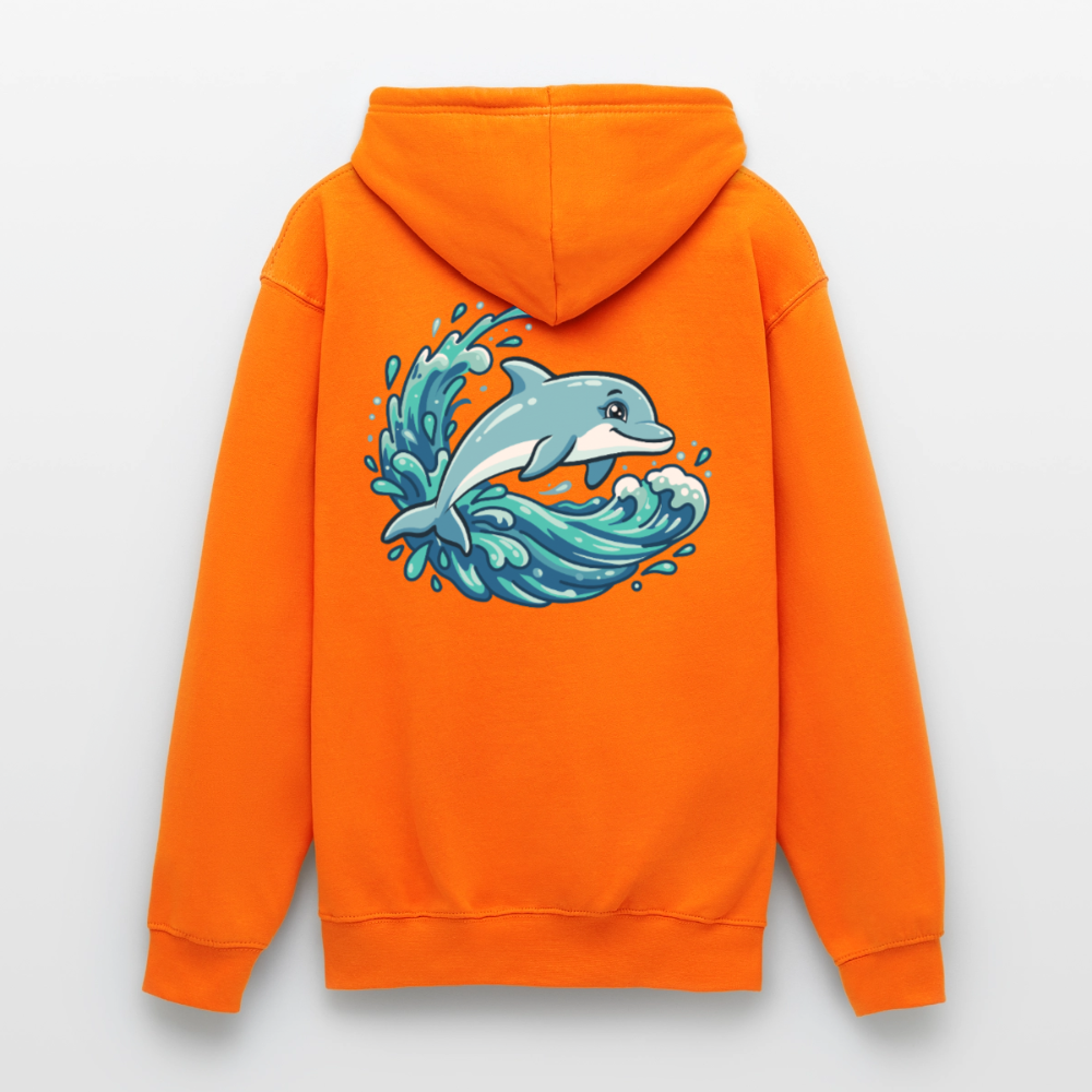 Kleiner.Delfin .große.Welle.unisex.hoodie - Orange