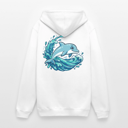 Kleiner.Delfin .große.Welle.unisex.hoodie - Weiß
