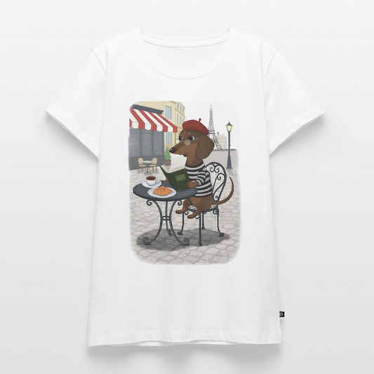 Dackel in Paris – Très Pawfect | Premium T-Shirt für Frauen - Weiß