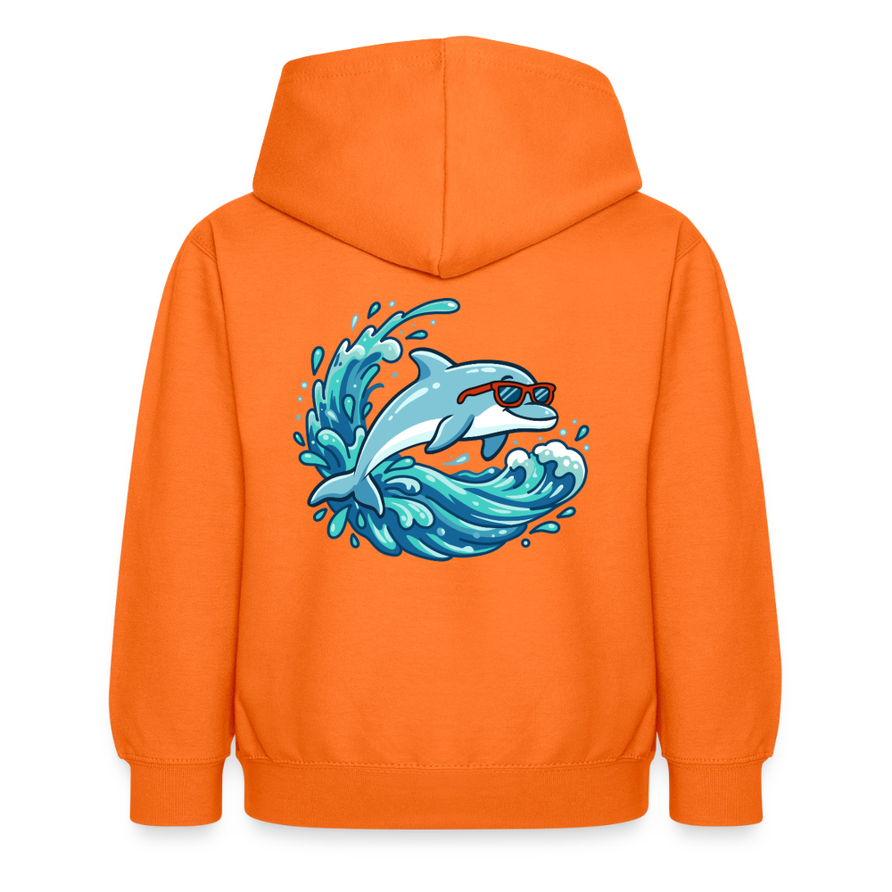 Kleiner.Delfin .große.Welle.supercool.kinder.hoodie - Orange
